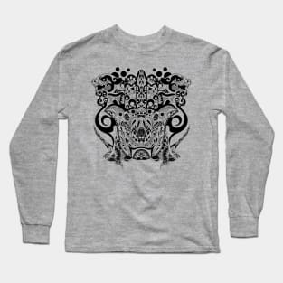 kaiju monsters in zentangle hand pattern ecopop Long Sleeve T-Shirt